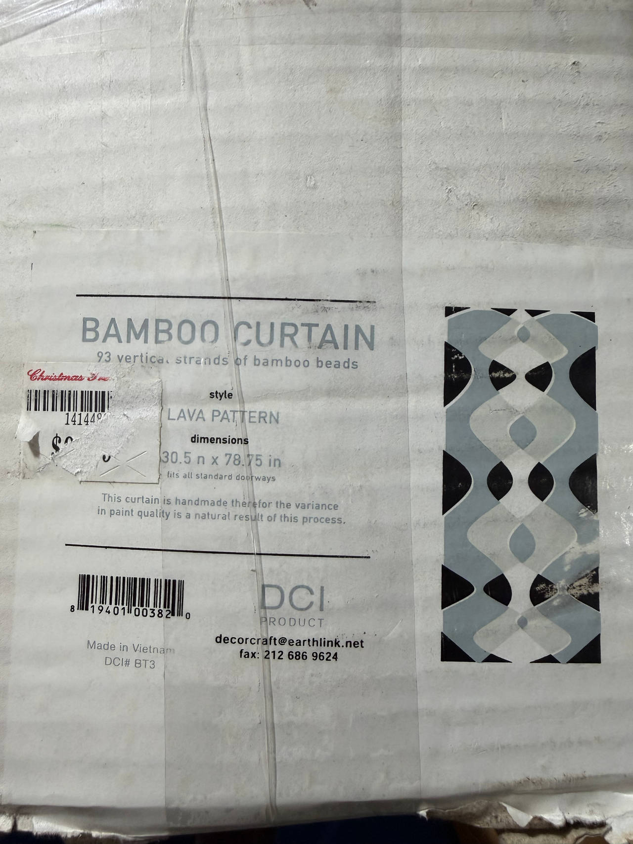 Bamboo Beaded Curtain Lava Pattern 30.5” x 78.75” Doorway Hanging Room Divider