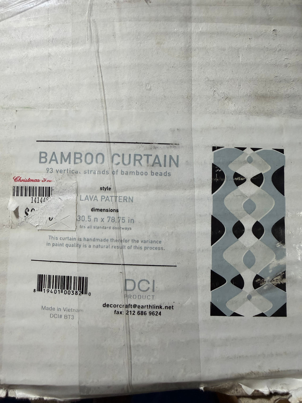 Bamboo Beaded Curtain Lava Pattern 30.5” x 78.75” Doorway Hanging Room Divider