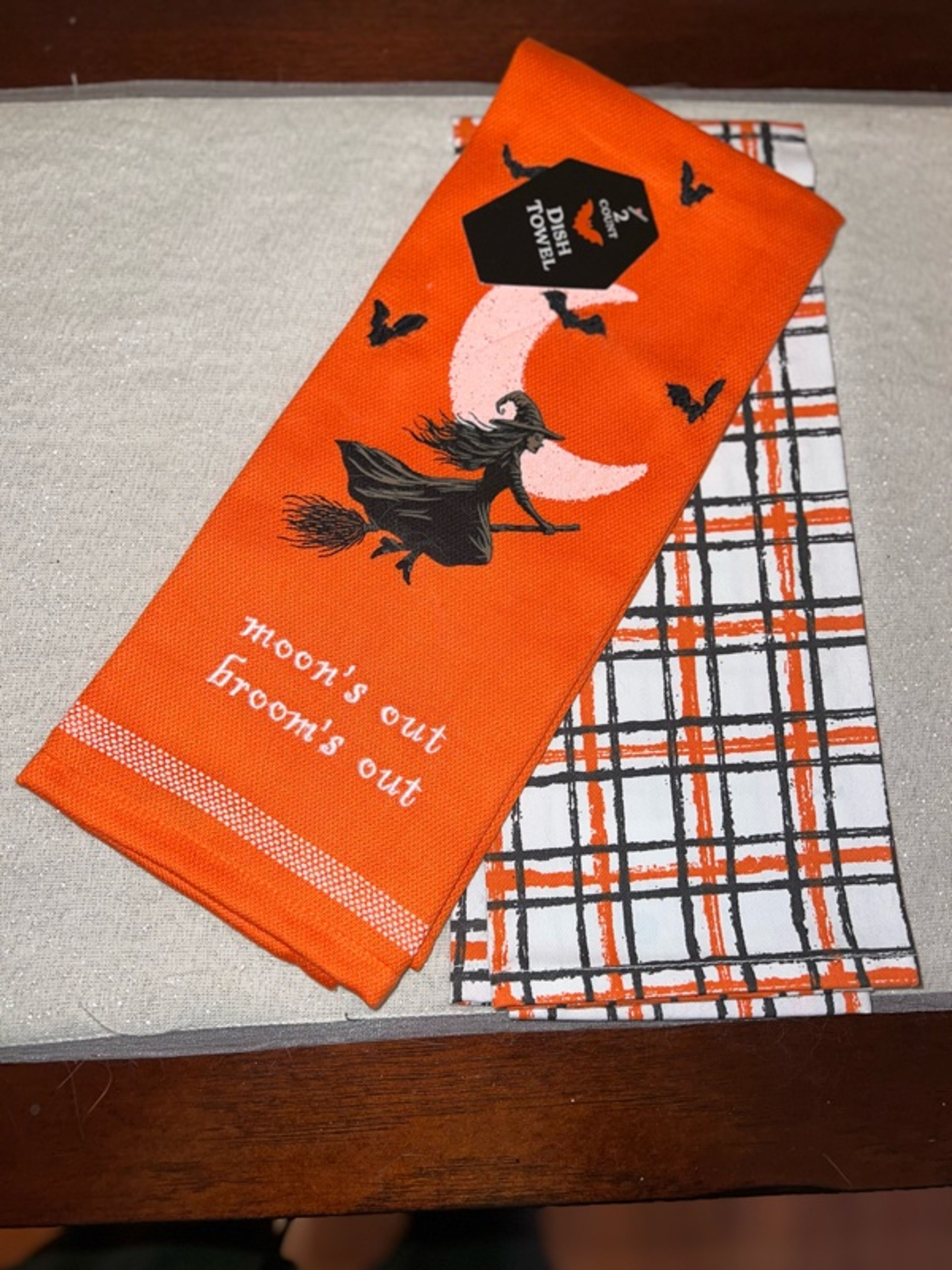 Serafina Home Halloween Kitchen Dish Towels Orange/Black