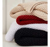 Burgundy Longhui Bedding Chunky Cable Knit Throw Blanket Lightweight  - Image 3