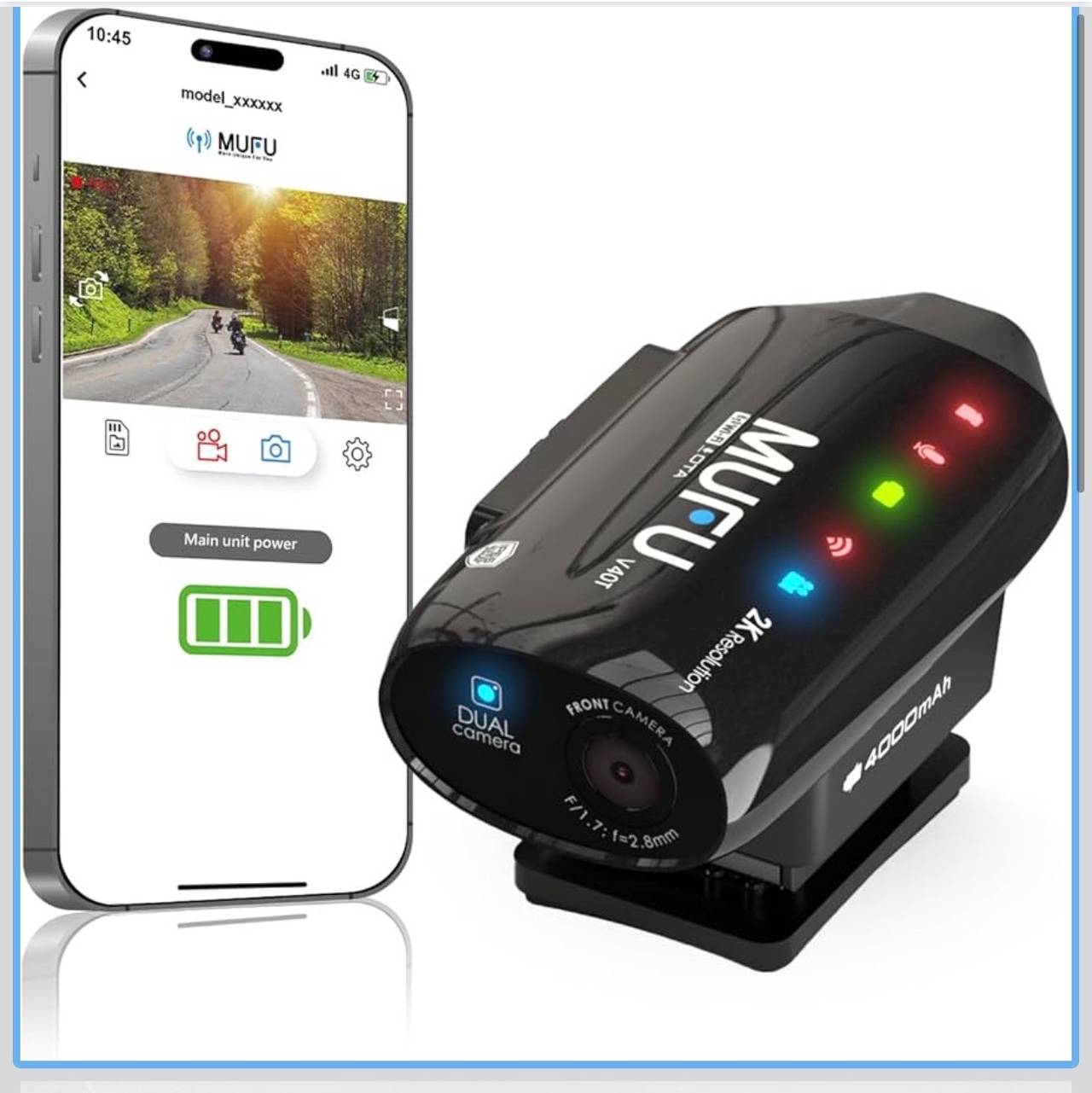 MUFU V40T Dual Camera Motorcycle Dash Cam