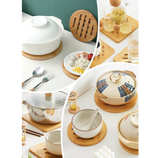 Hot Pads Trivet,Table Solid Bamboo Wood Trivets for Hot Dishes and Pot with Non- - Image 4