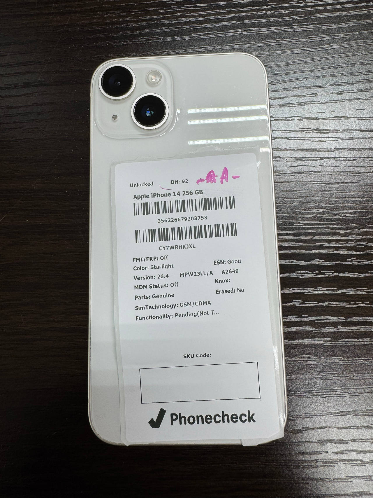 Apple iPhone 14 256GB Starlight