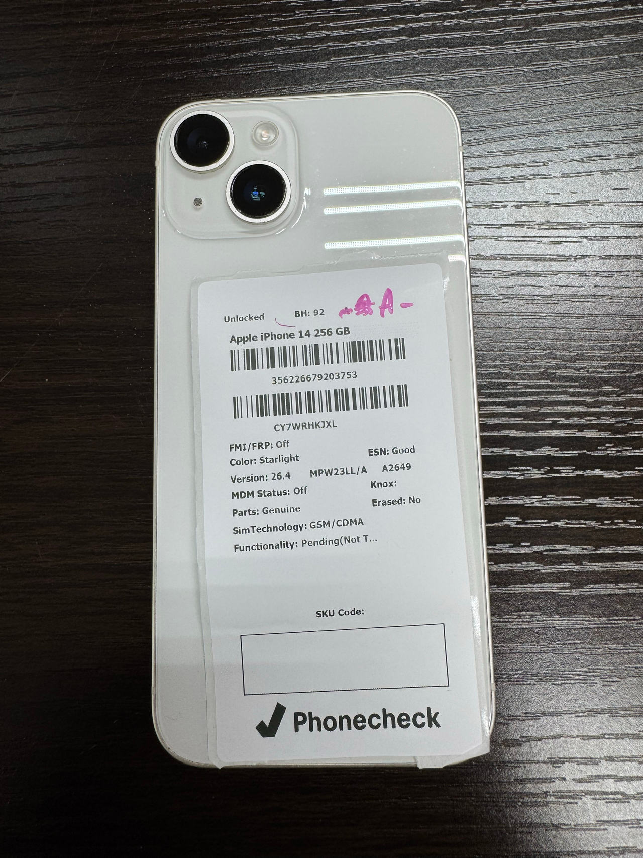 Apple iPhone 14 256GB Starlight