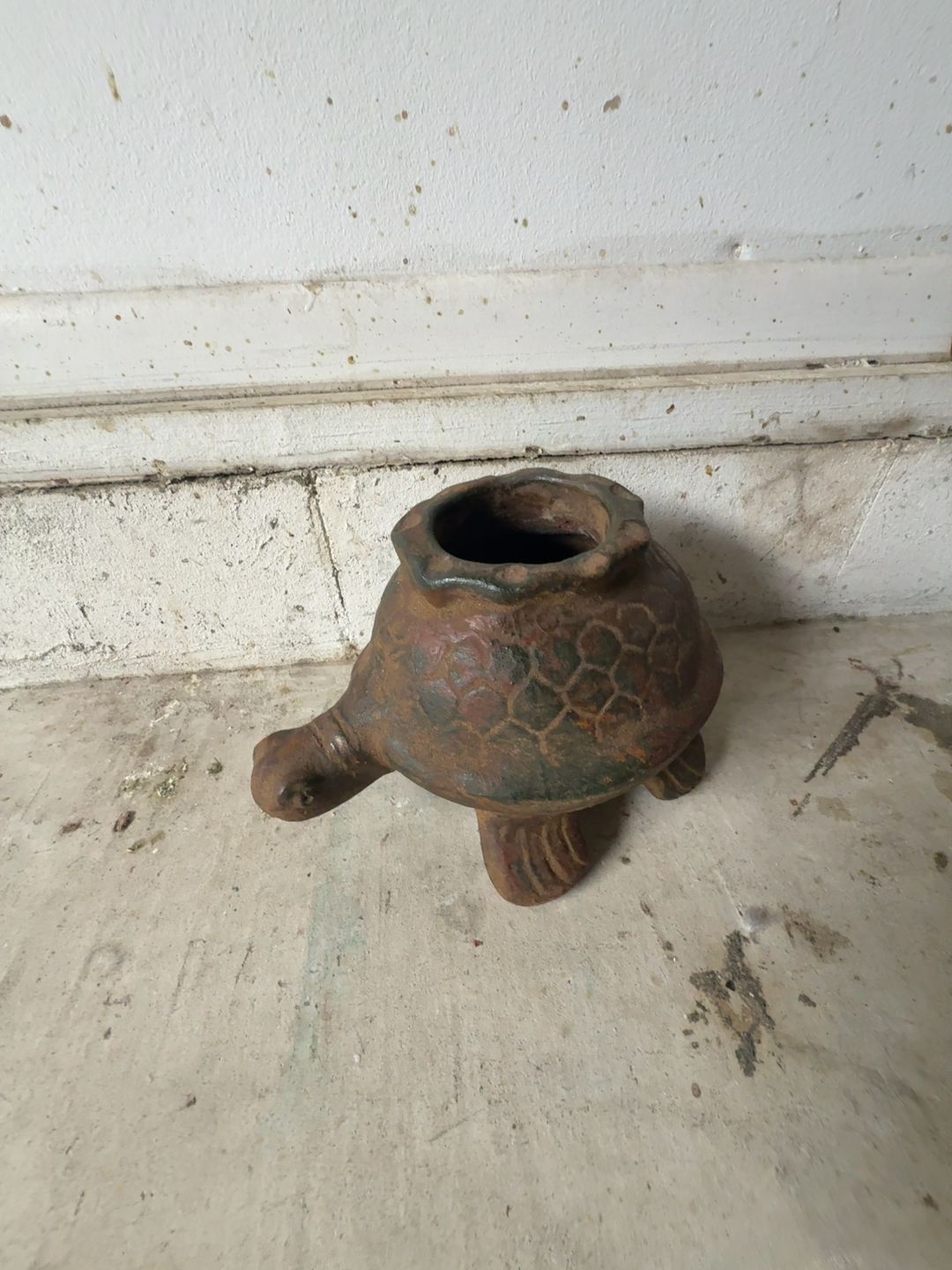 Vintage Tesoro Art Pottery Ceramic Turtle Planter Brown Glazed