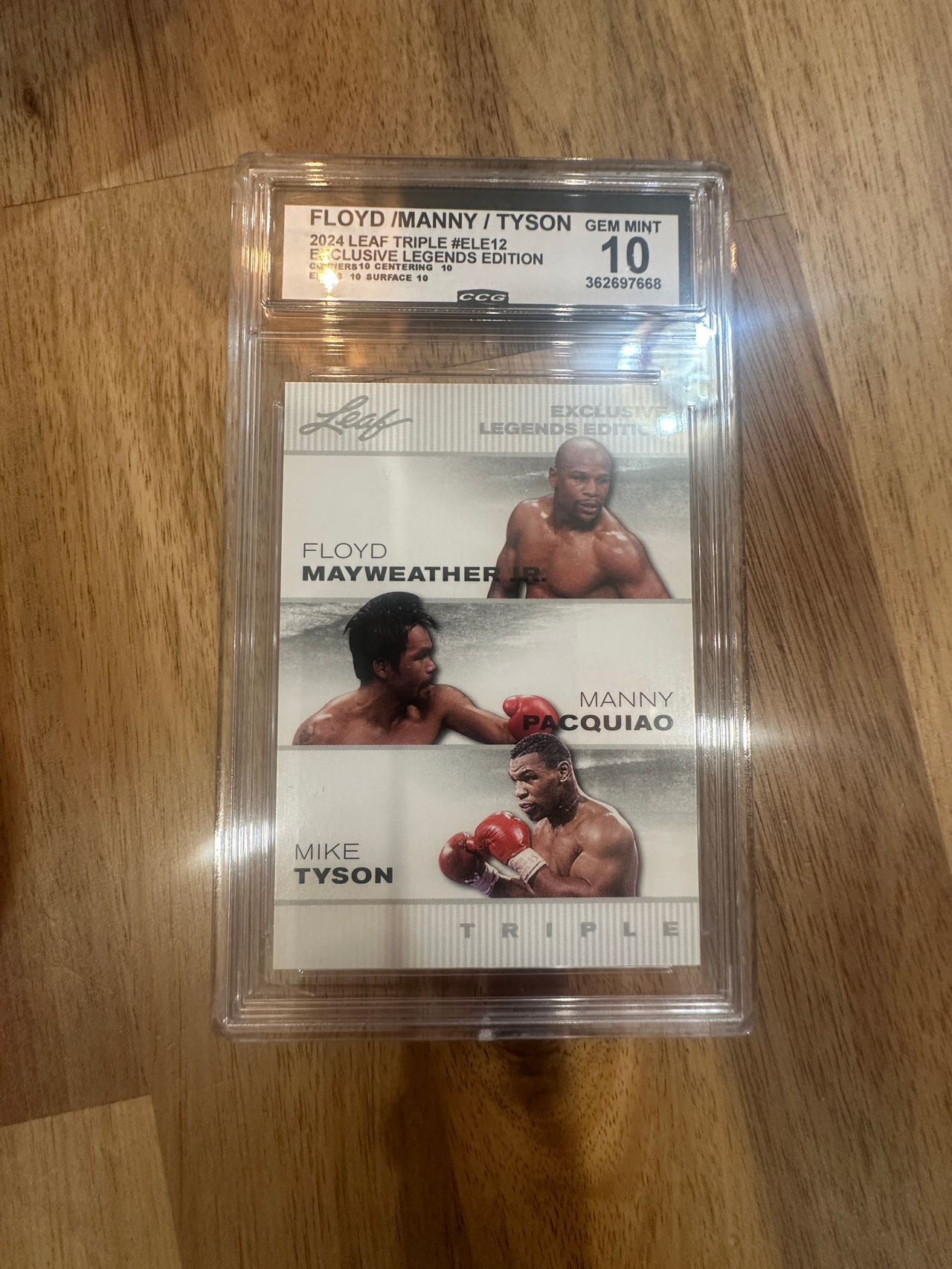 2024 Leaf Triple Floyd Mayweather Jr. / Manny Pacquiao / Mike Tyson #ELE12 CCG 10