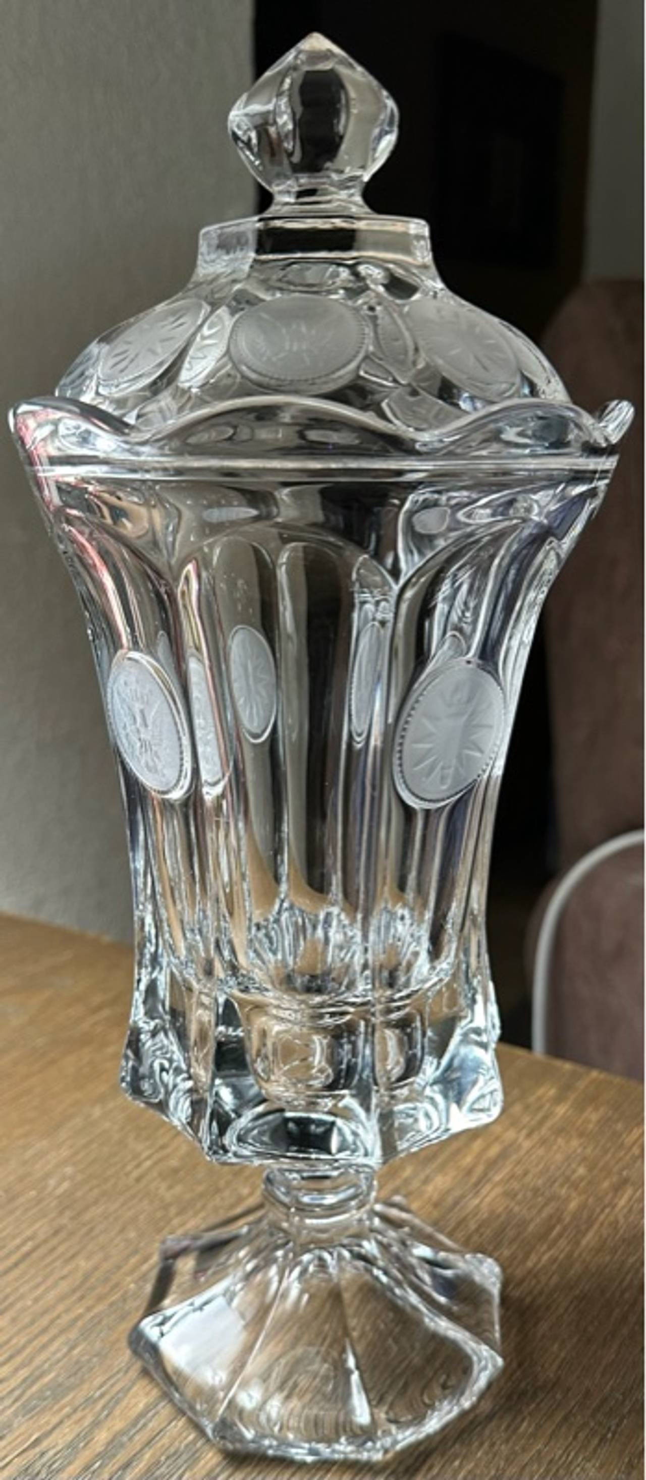 Fostoria Coin Glass Clear Footed Urn with Lid