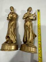 Vintage Ardalt Japan Verithin Porcelain Figurines Woman With Urn & Lyre Set of 2 - Image 3