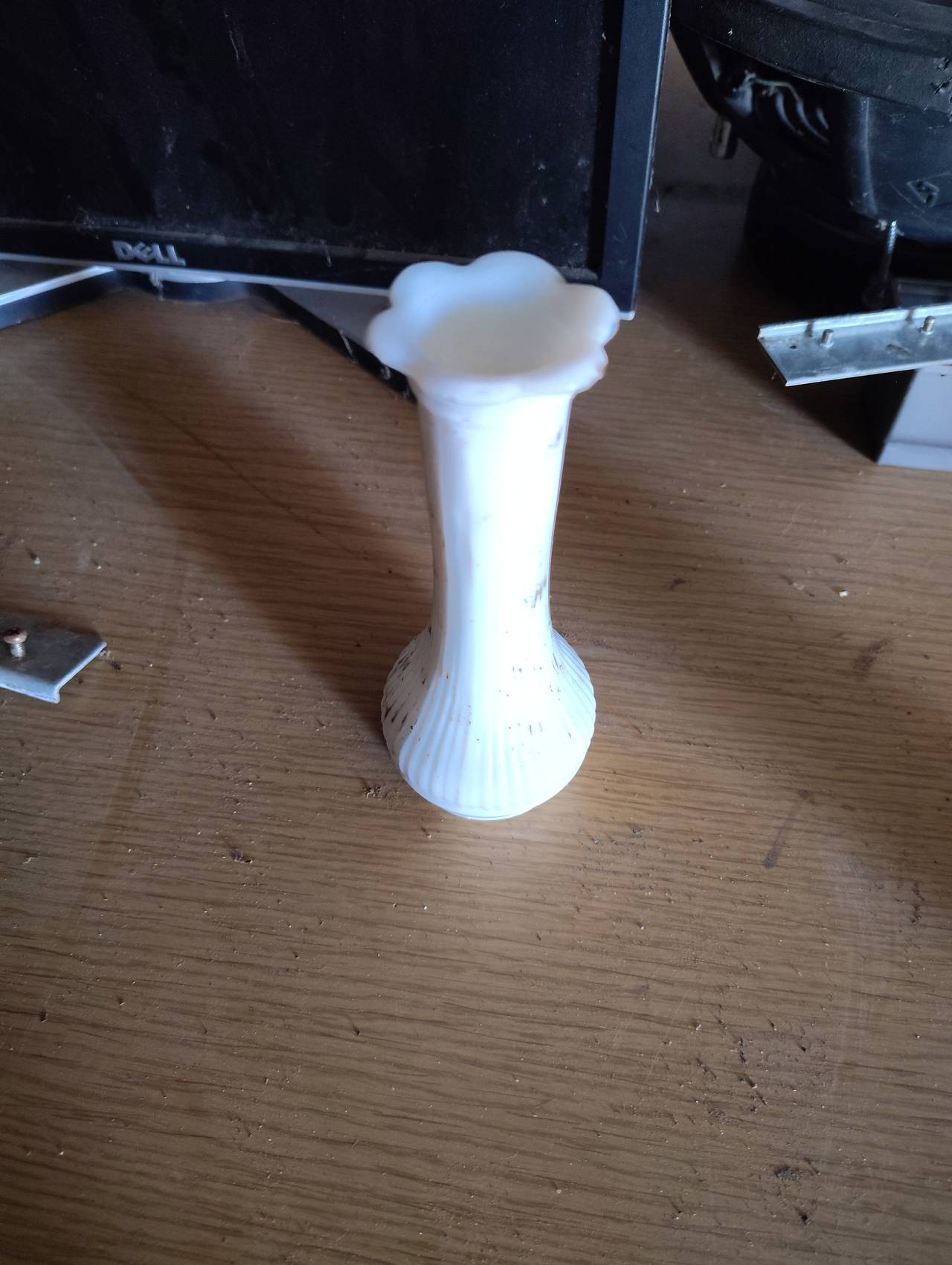 Fenton Milk Glass Ruffled Bud Vase