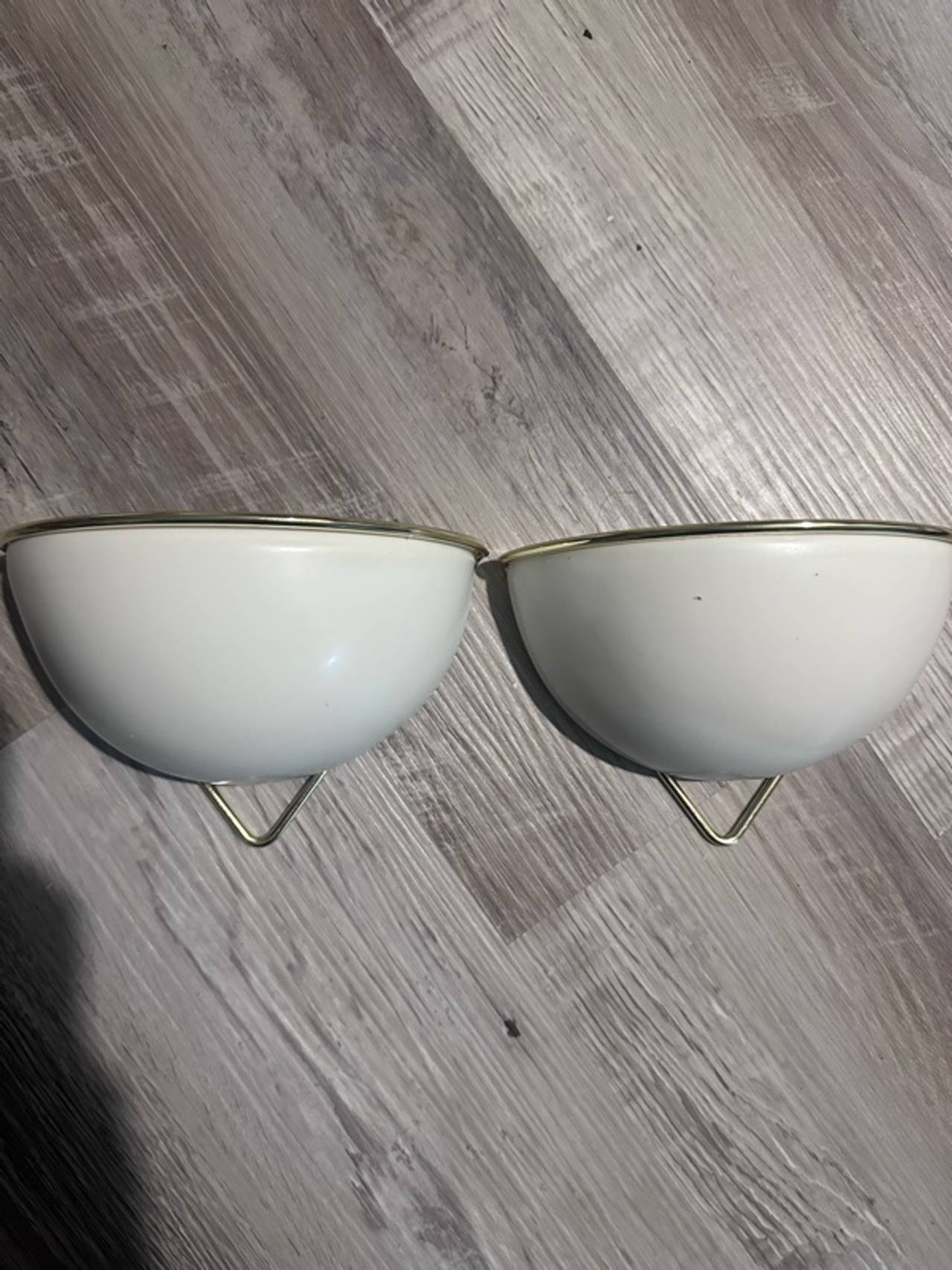 Mkono Semi Circle Wall Planter Hangable White And Gold Trim 