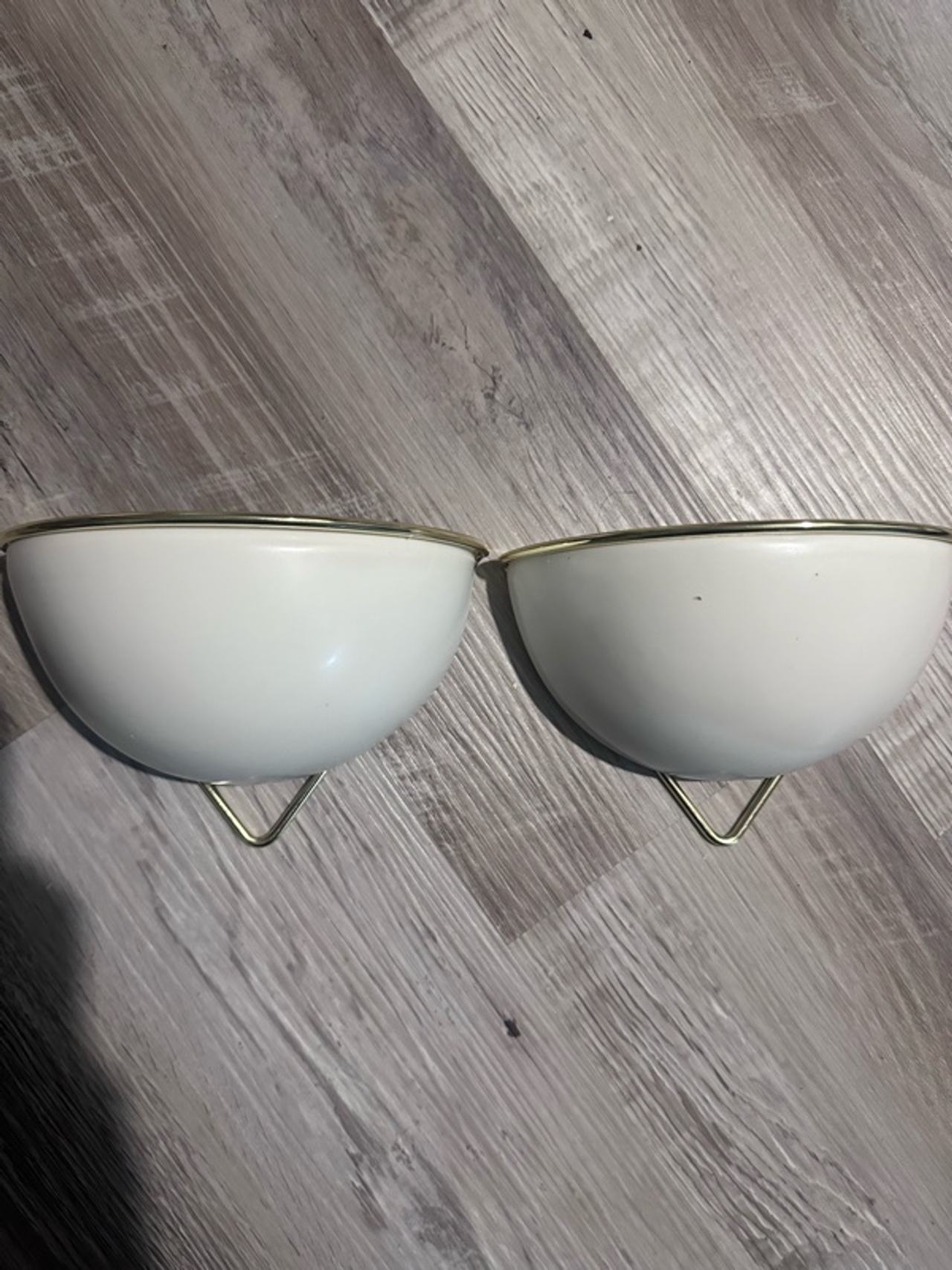 Mkono Semi Circle Wall Planter Hangable White And Gold Trim 