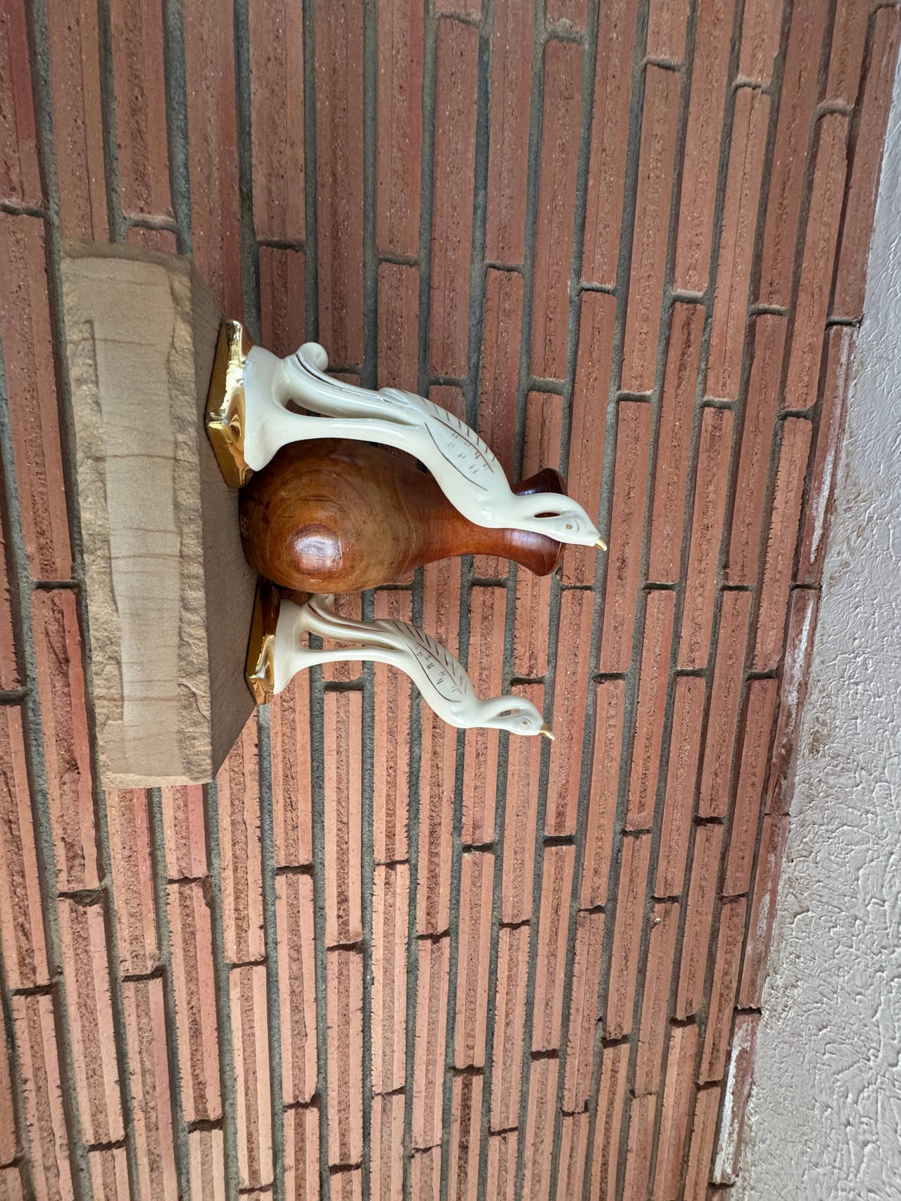 Vintage Ceramic Bird Figurines with Gold Trim