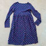 Lands’ End Girls Size L 6x/7 Long Sleeve Polka Dot Dress Navy Pink Orange  - Image 4