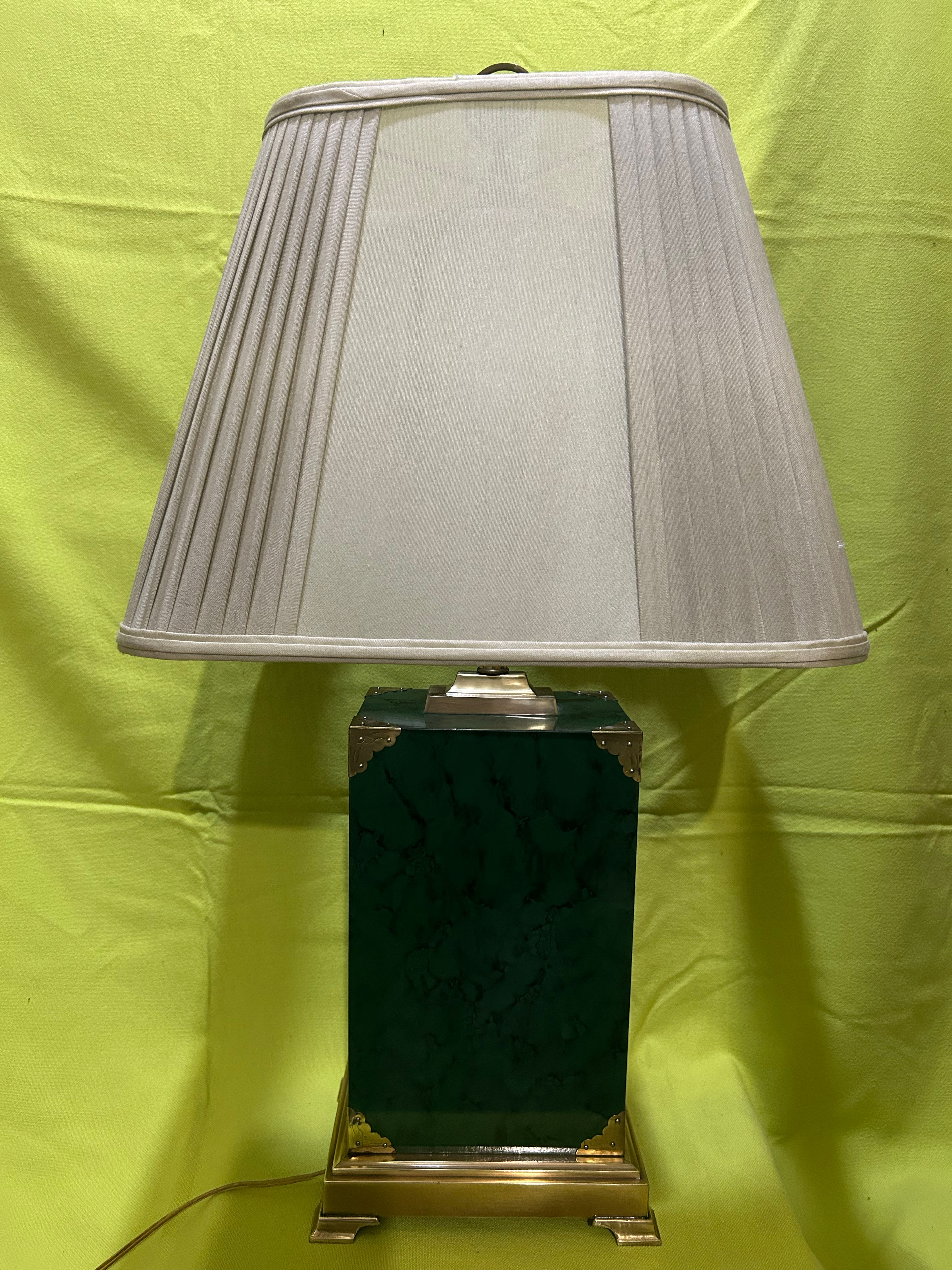 Frederick Cooper Green Faux Marble Brass Table Lamp