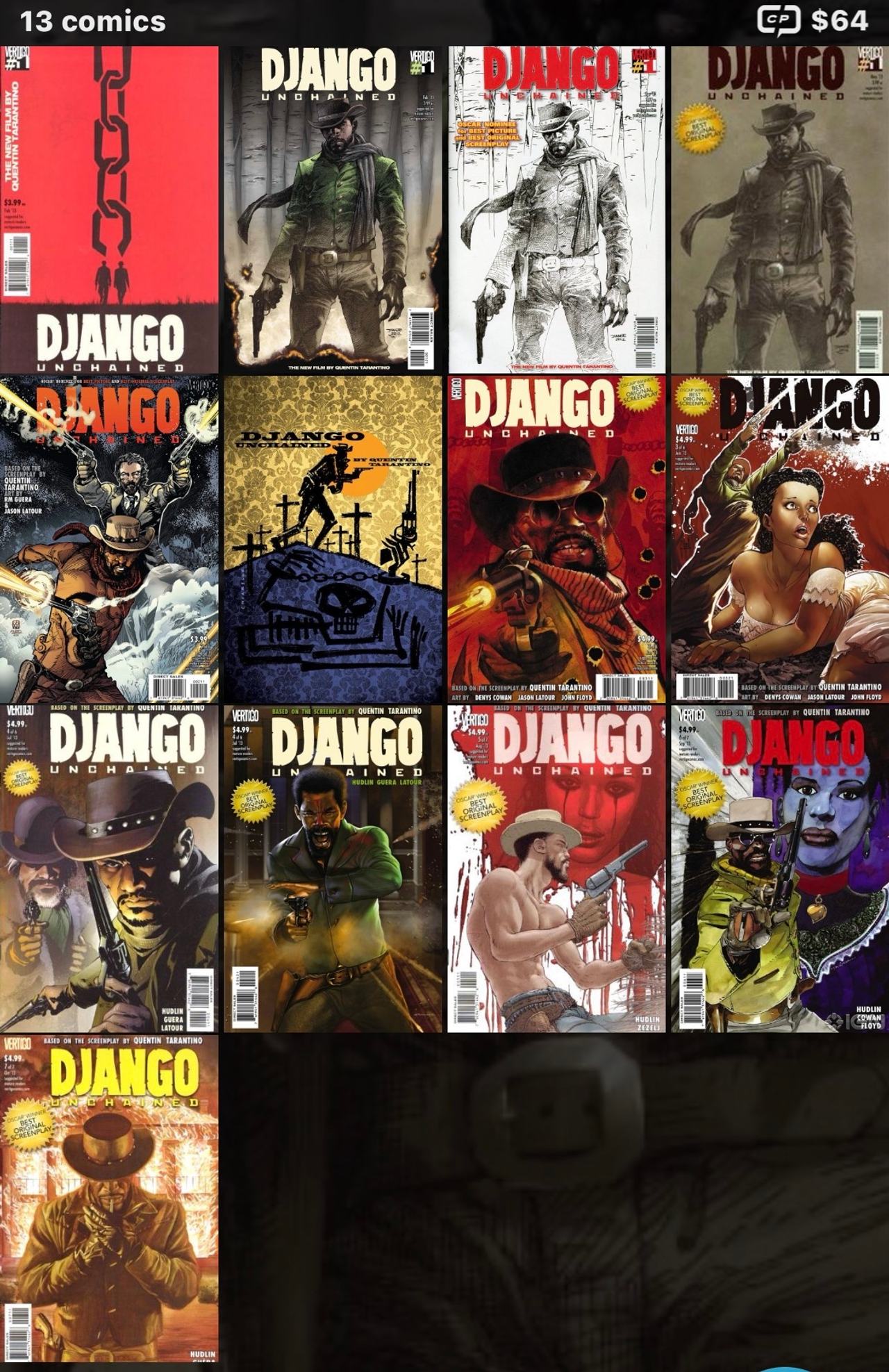 Django Unchained Comic Book Lot (13 Issues)