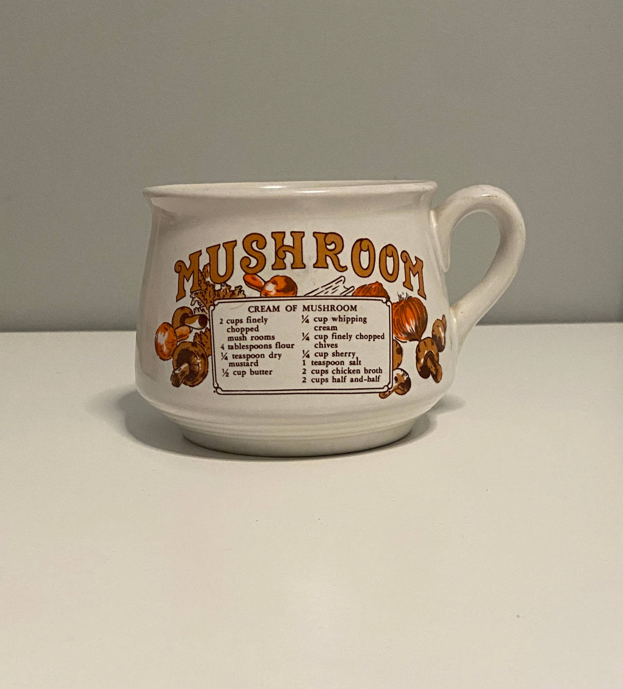 Vintage Mushroom Soup Recipe Ceramic Mug