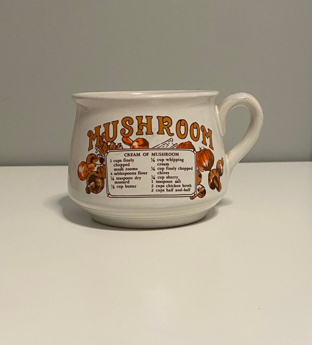Vintage Mushroom Soup Recipe Ceramic Mug