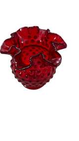 Fenton Ruby Red Hobnail Ruffled Vase - Image 3