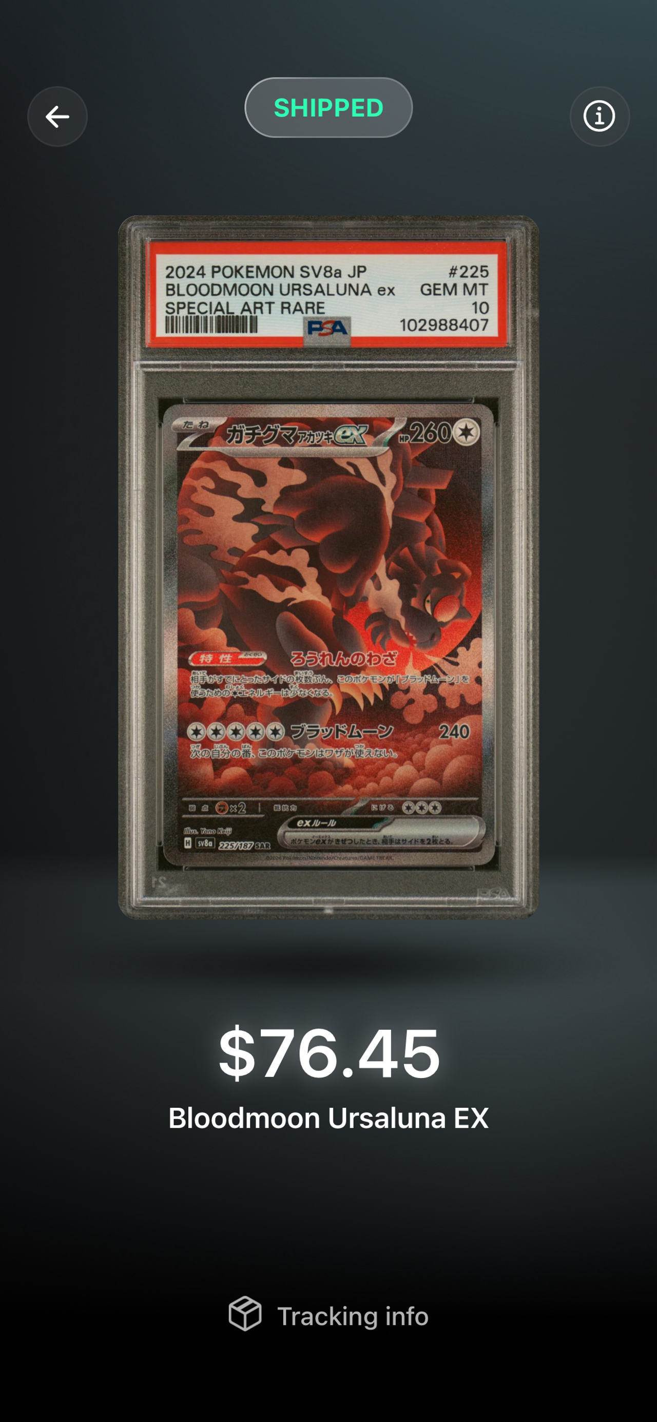 2024 Pokemon SV8a JP Bloodmoon Ursaluna ex Special Art Rare PSA 10