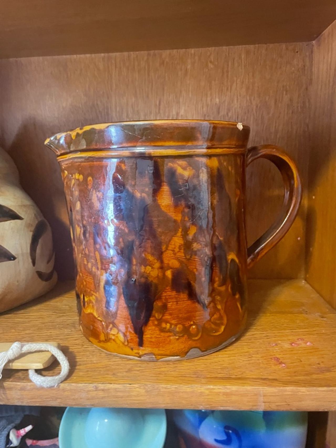 Bennington Rockingham Pitcher Brown Stoneware