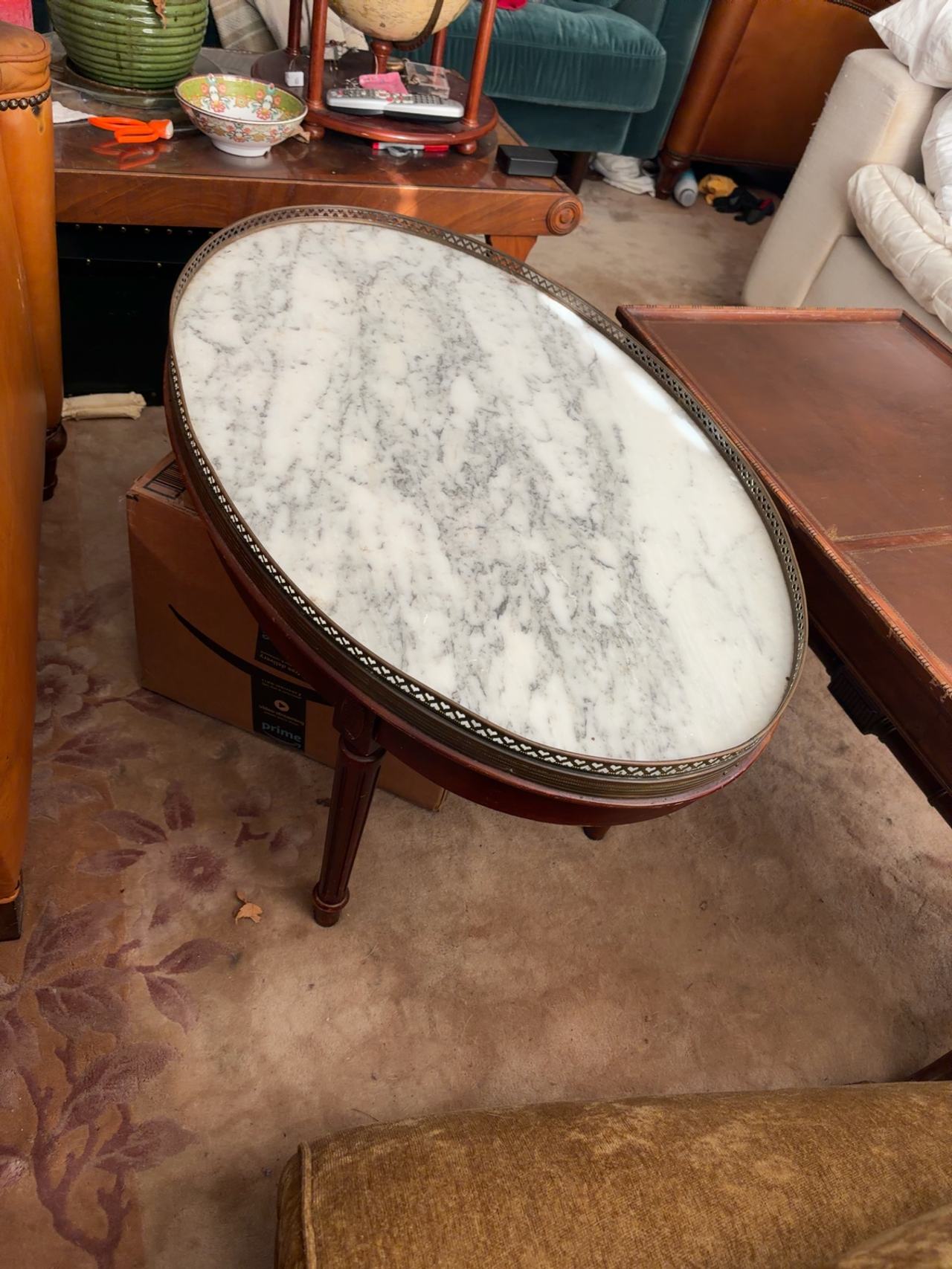 Louis XVI Mahogany and Marble Bouillotte Table