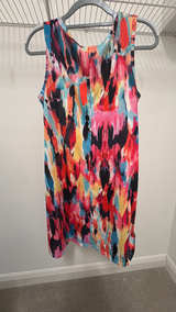 Sleeveless Multicolor Abstract Print Dress Size Large with Pockets! - Image 3