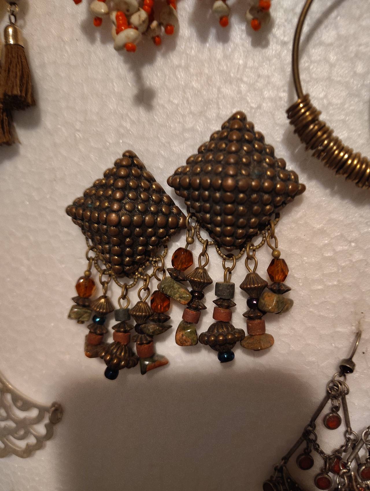 Vintage Brass Boho Dangle Earrings
