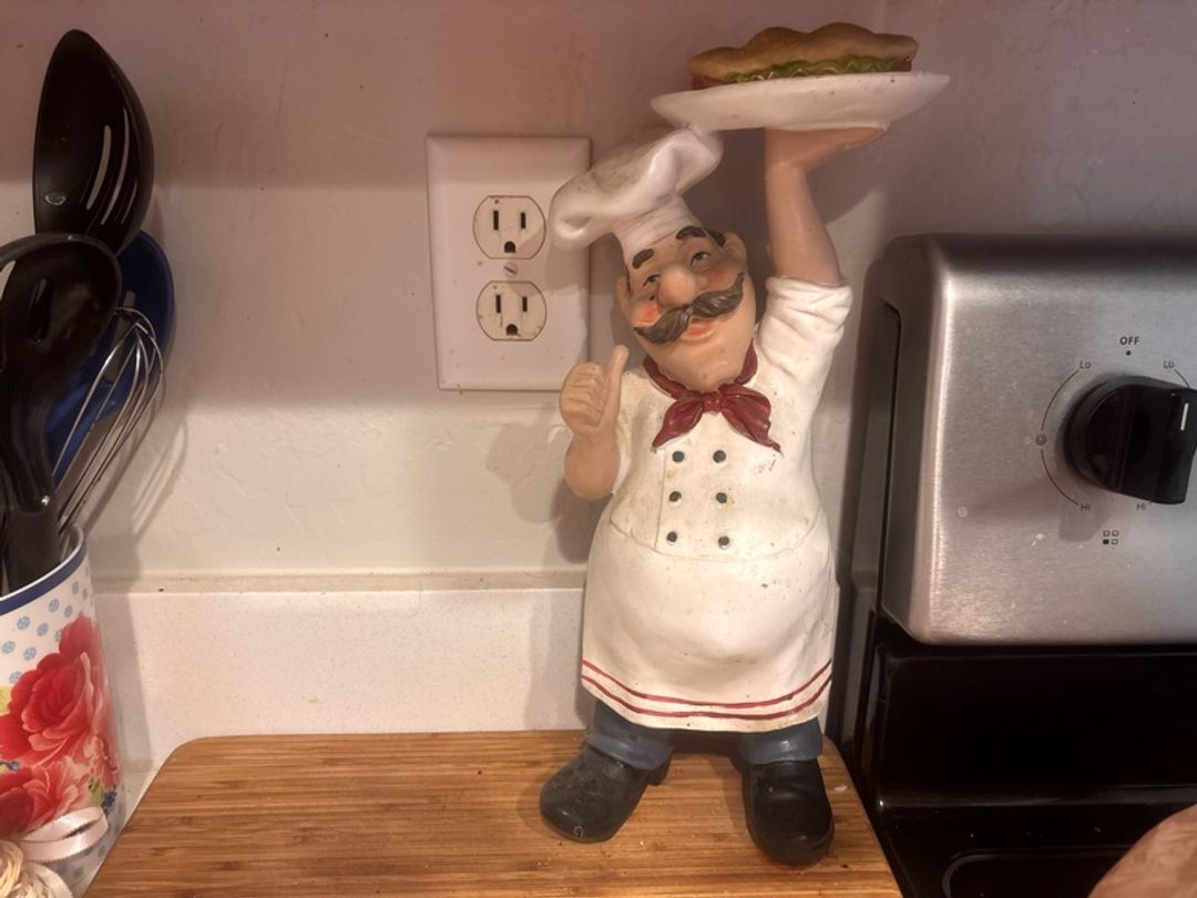 Chef Holding Plates Figurine 10.75"