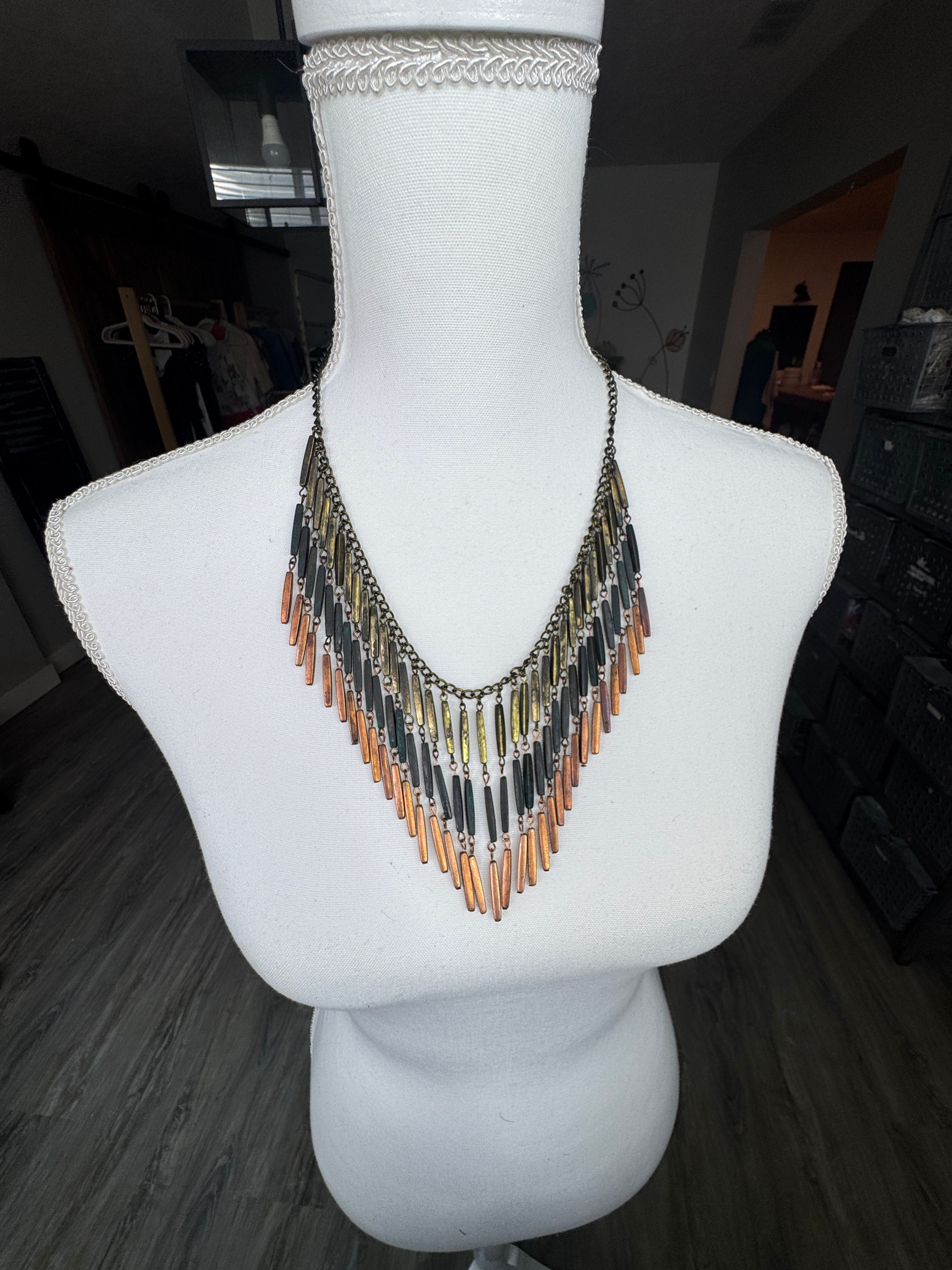 Multi-Tone Fringe Statement Necklace