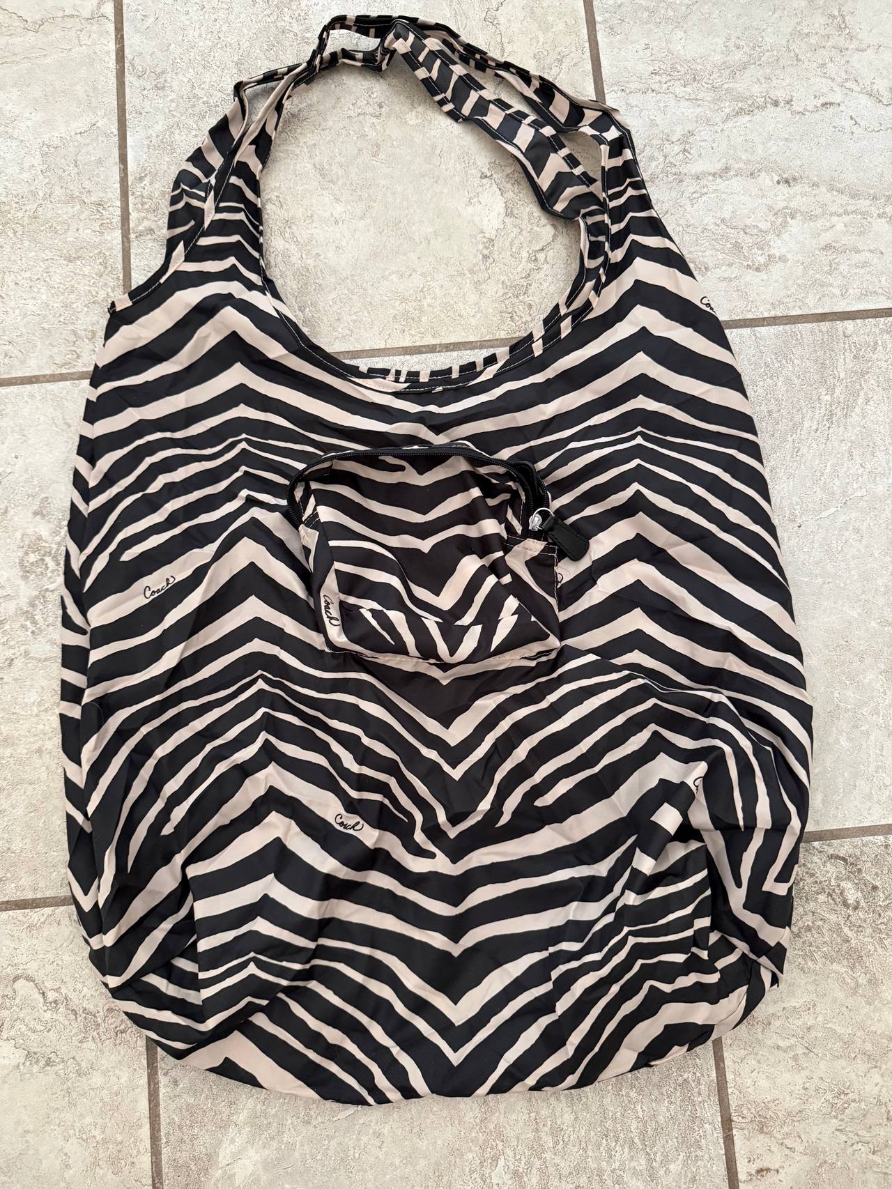 Coach Packable Zebra Print Tote Bag