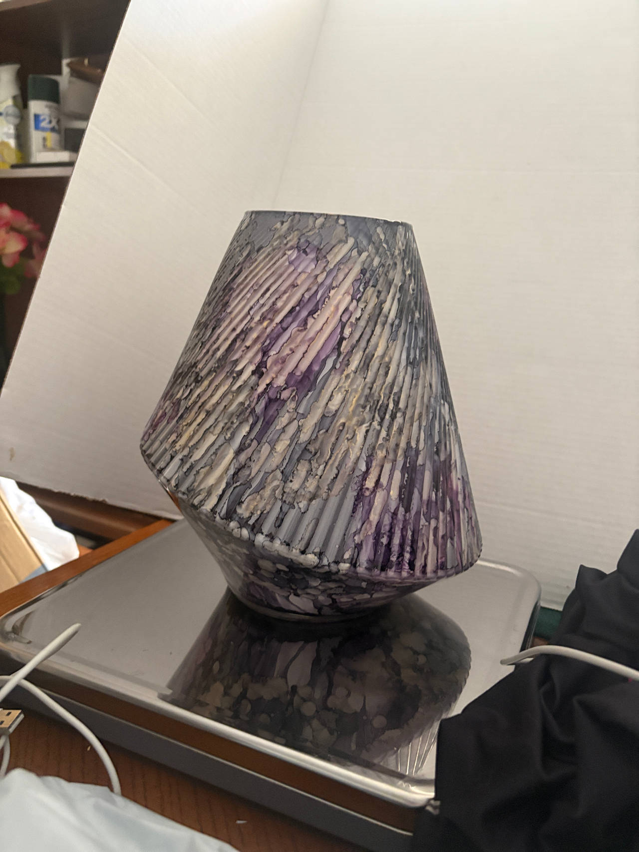 Statement piece, rare, unique  Purple and Grey Glass Vase