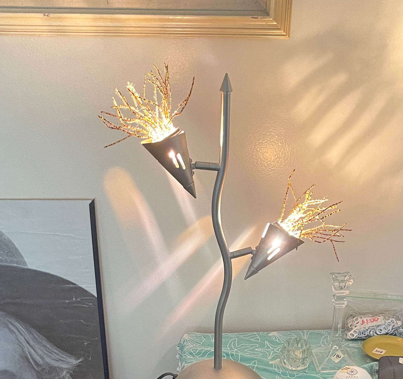 Postmodern Two-Arm Cone Table Lamp