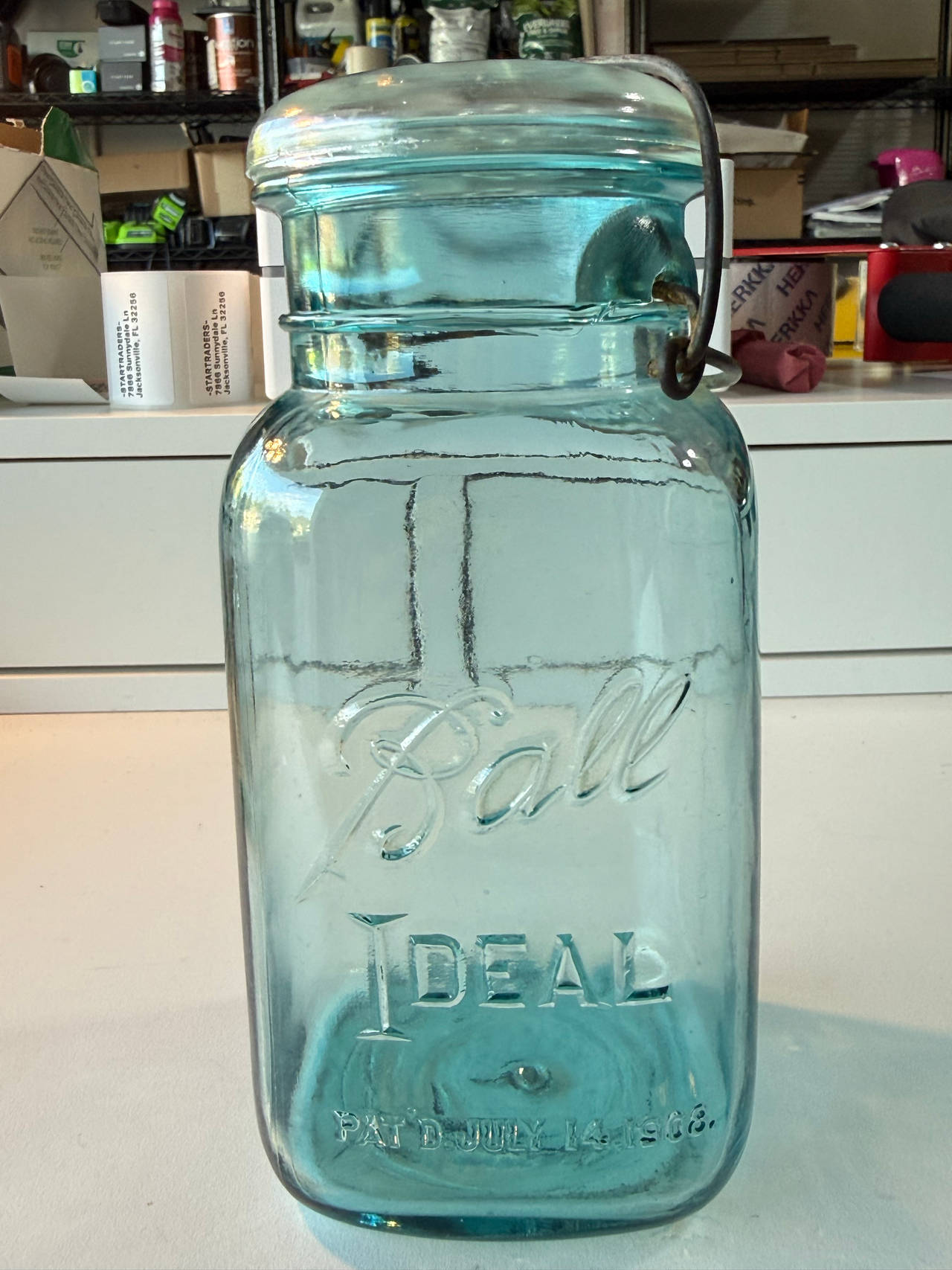 Ball Ideal Half Gallon Aqua Mason Jar