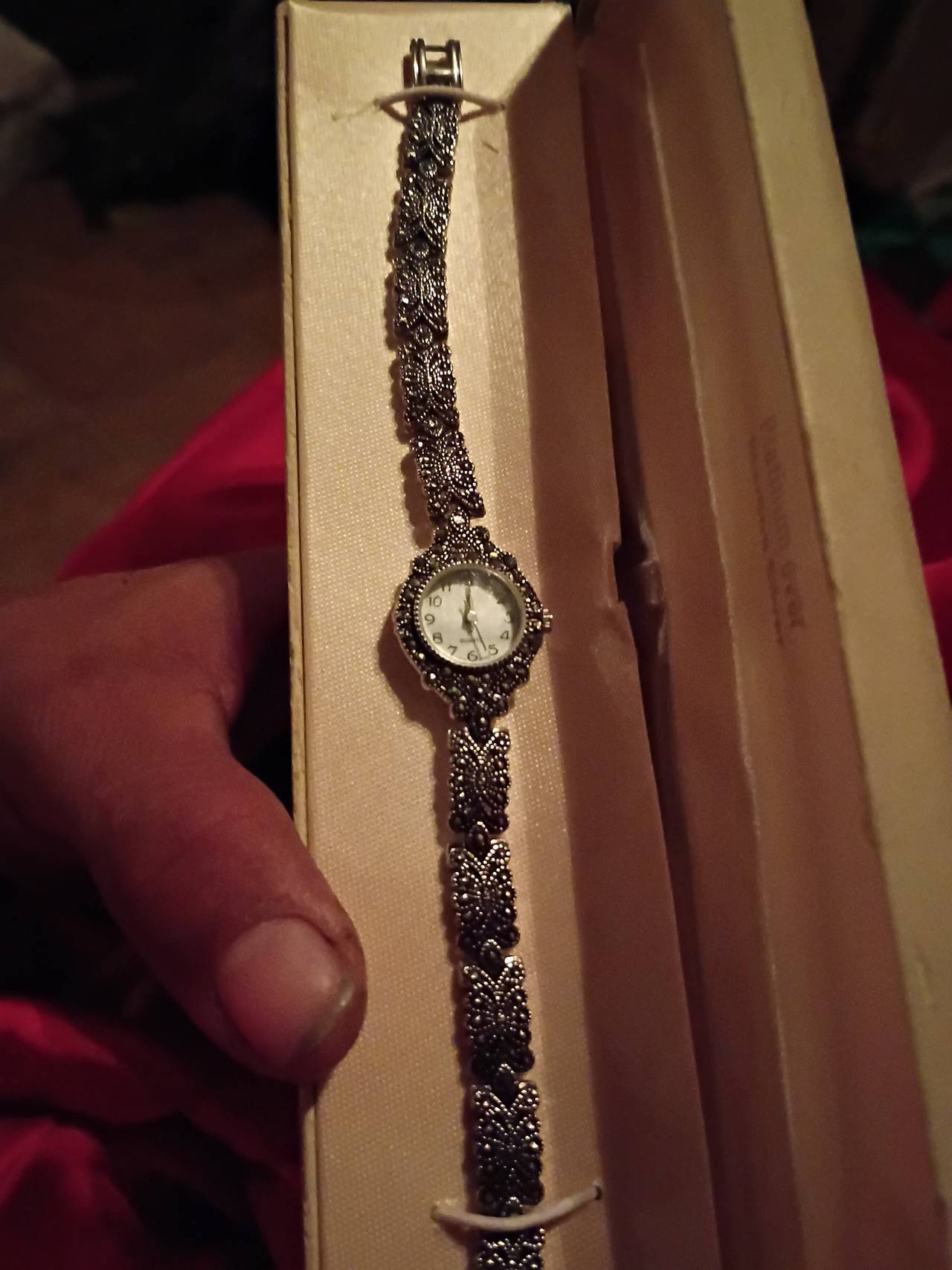 Vintage Marcasite Platinum Over Watch
