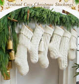 STEO SPCE 6 Pack Vintage Knit Christmas Stockings – White Beige Apricot Rustic - Image 3