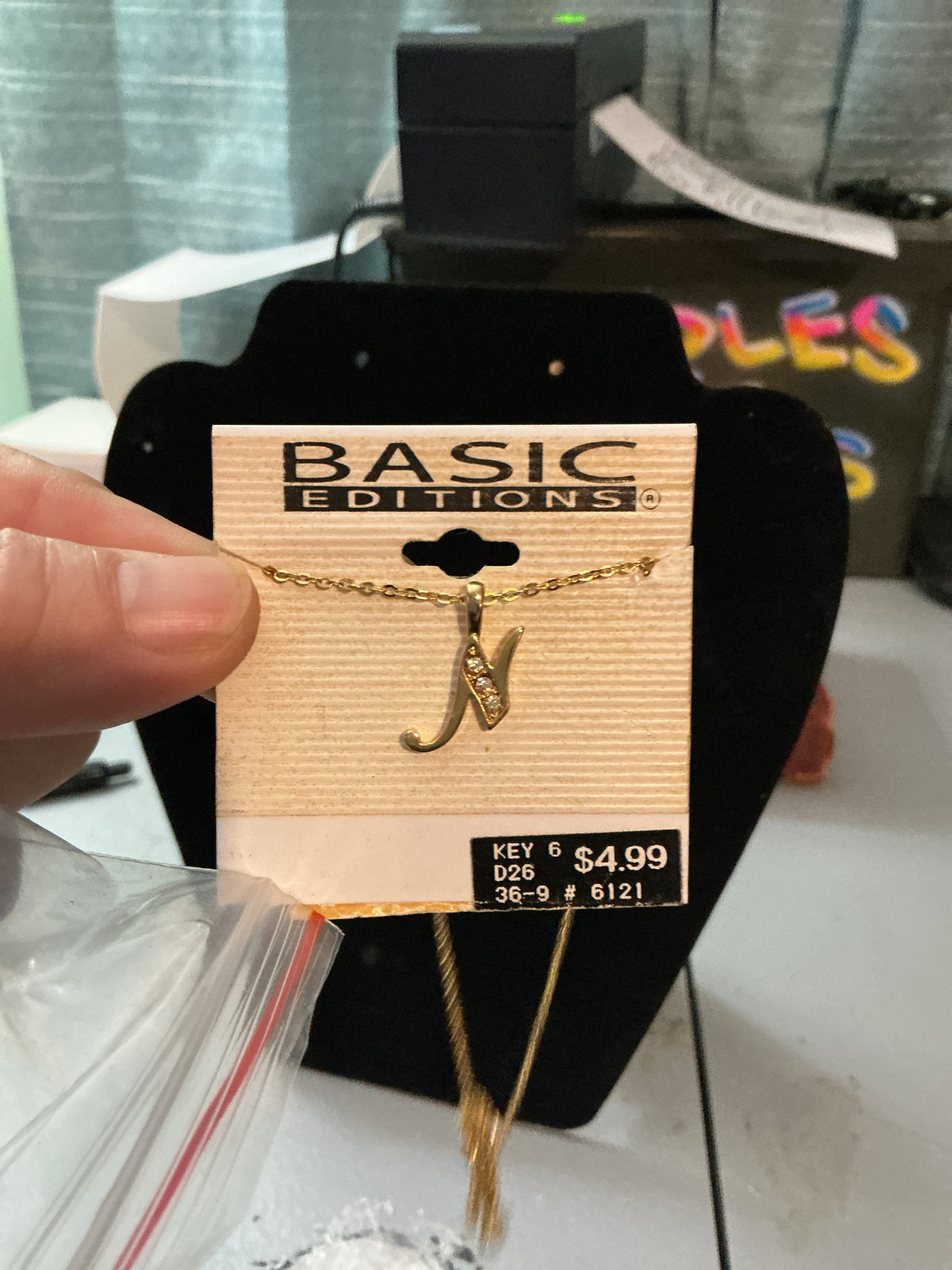 Basic Editions Gold Tone Initial N Necklace