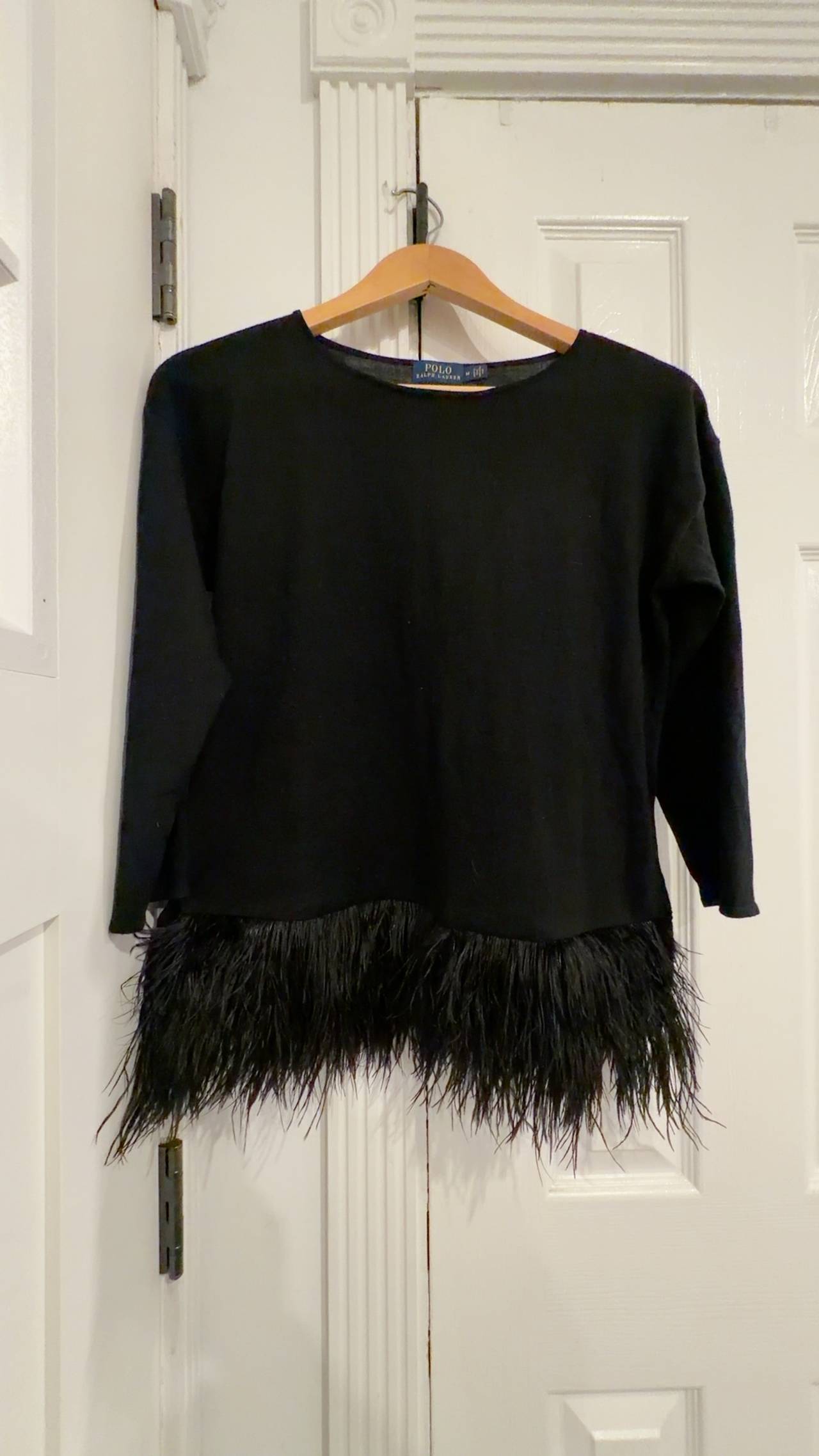 Polo Ralph Lauren Women's Merino Wool Black Top (Medium)