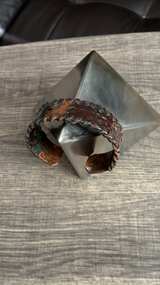 Vintage Copper Cuff Bracelet with Braided Edge - Image 7