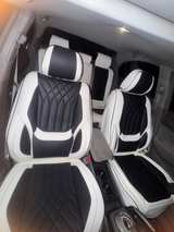 UNIVERSAL TRUCKS SUV  Black White Car Seat Covers Full Set LEATHER  VINYL - Image 3
