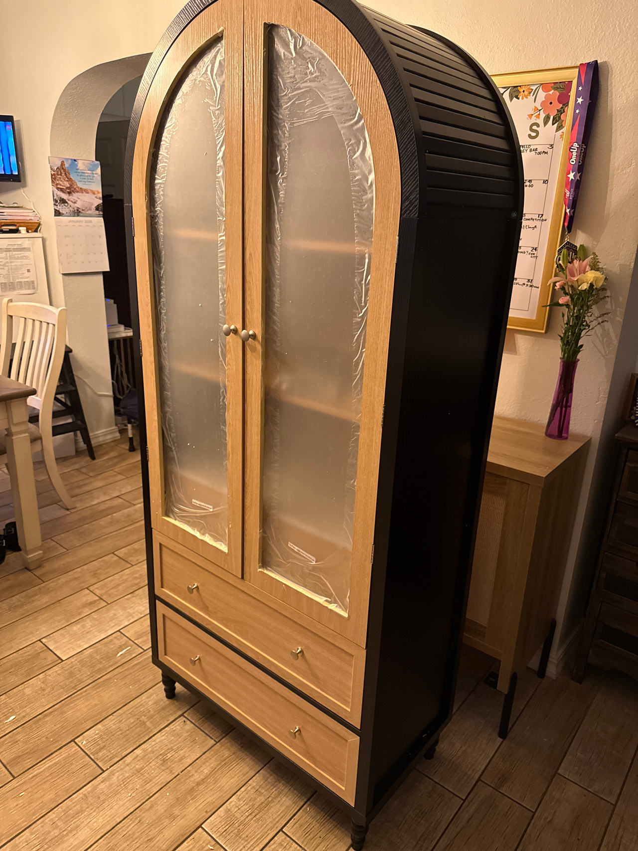 Better Homes & Gardens Springwood Arched Display Cabinet with Tambour Doors