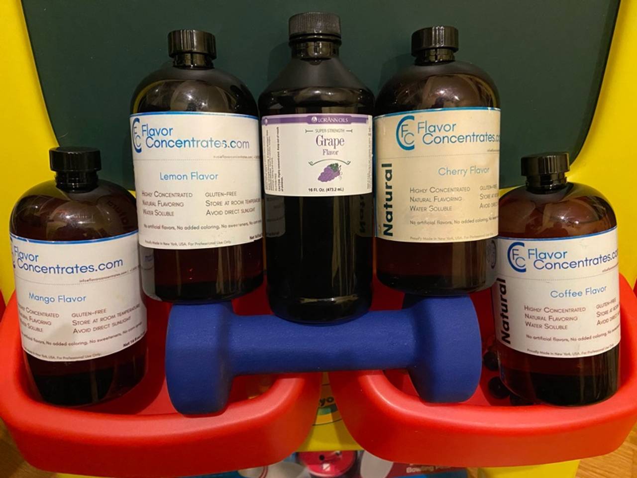 Super concentrated flavor
concentrates 5 16oz btl grape,cherry,mango,coffee lemo