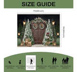 Mocsicka 7x5ft Christmas Photography Backdrop Winter Rustic Wood Door Background - Image 4