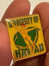 University of Hawaii Rainbow Warrior Vintage Pin - Image 1