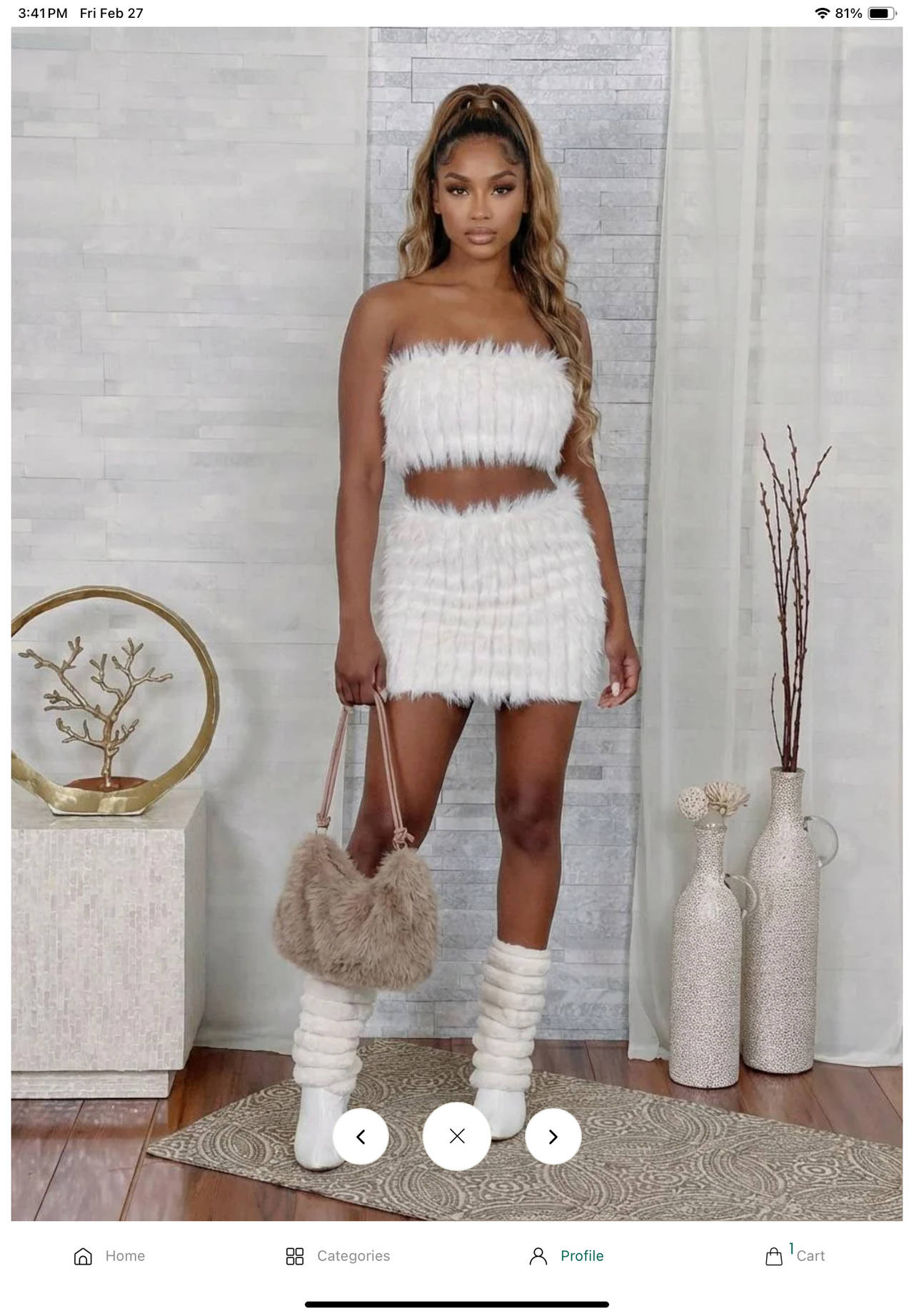 Fashion Nova Keep It Fluffy Faux Fur Skirt Set