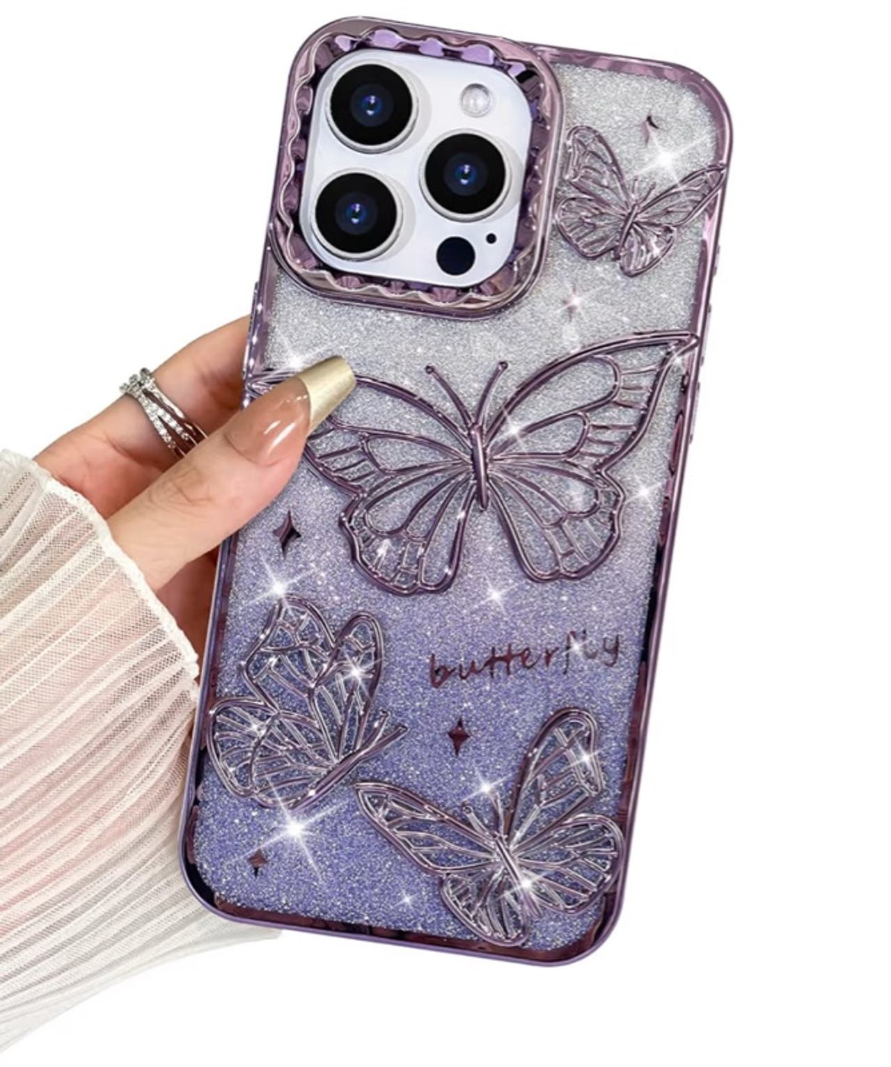 BITOBE Designed for iPhone 13 Pro Max, Cute 3D Butterfly Case Slim Plating 