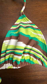VIX by Paula Hermanny Green and Brown Striped Triangle Bikini Top Medium - Image 3