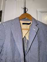 Ralph Lauren Seersucker Blue Striped Blazer Size 4  - Image 2