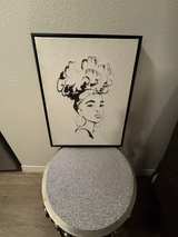 Black Woman Afro Canvas Wall Art with Gold Accents - Image 1