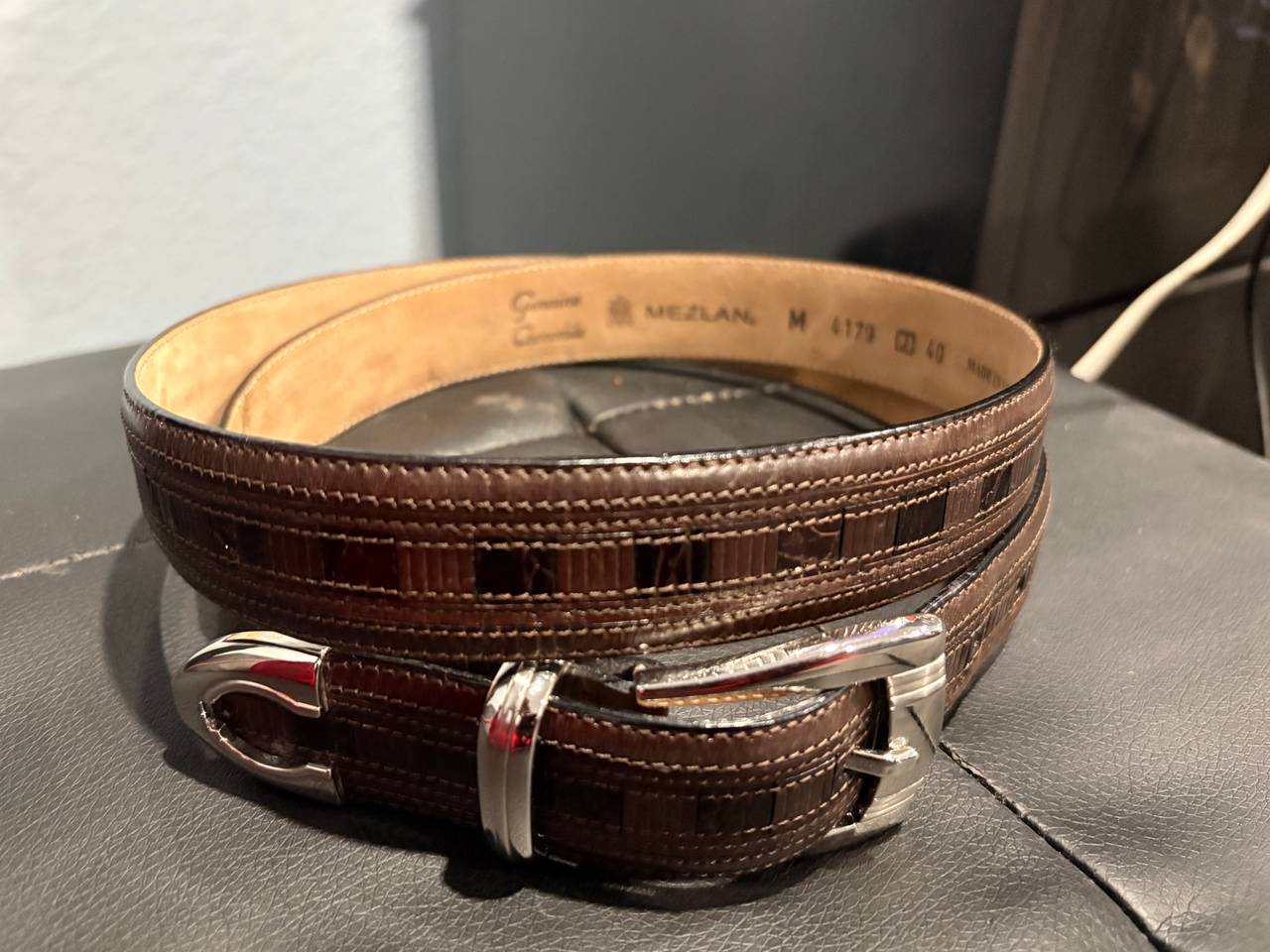Mezlan Genuine Caiman Leather Belt