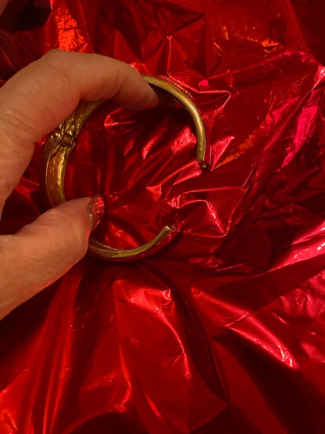 Red and Gold Textured Clamper Cuff Bracelet